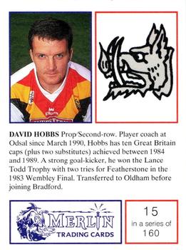 1991 Merlin Rugby League #15 David Hobbs Back